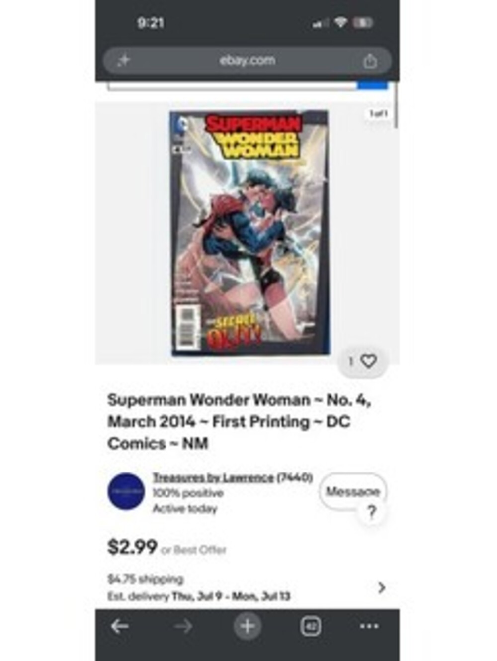 Superman Wonder Woman No. 4 March 2014 First Printing Comic Book
